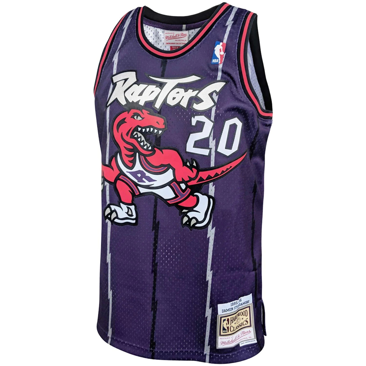 Damon Stoudamire Toronto Raptors NBA Mitchell & Ness Men Purple 1995-96 Hardwood Classics Swingman Jersey product image 3,