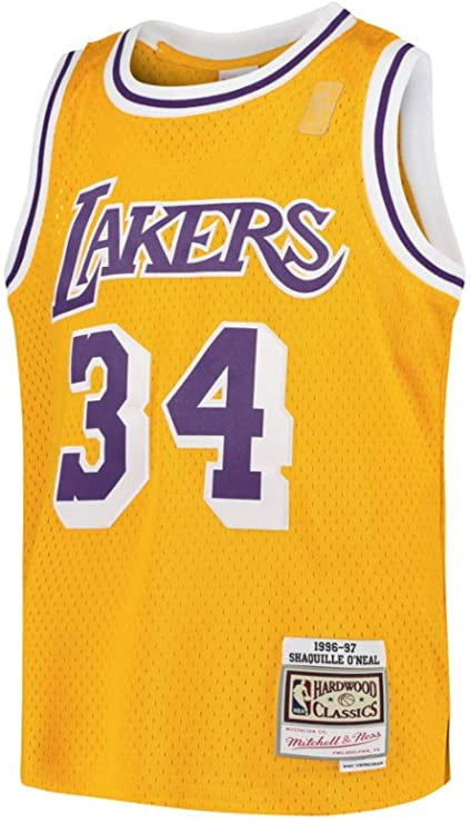 Los Angeles Lakers Shaquille O`Neal Mitchell & Ness Gold 1996-97 Hardwood Classics Swingman Jersey product image 2, provided