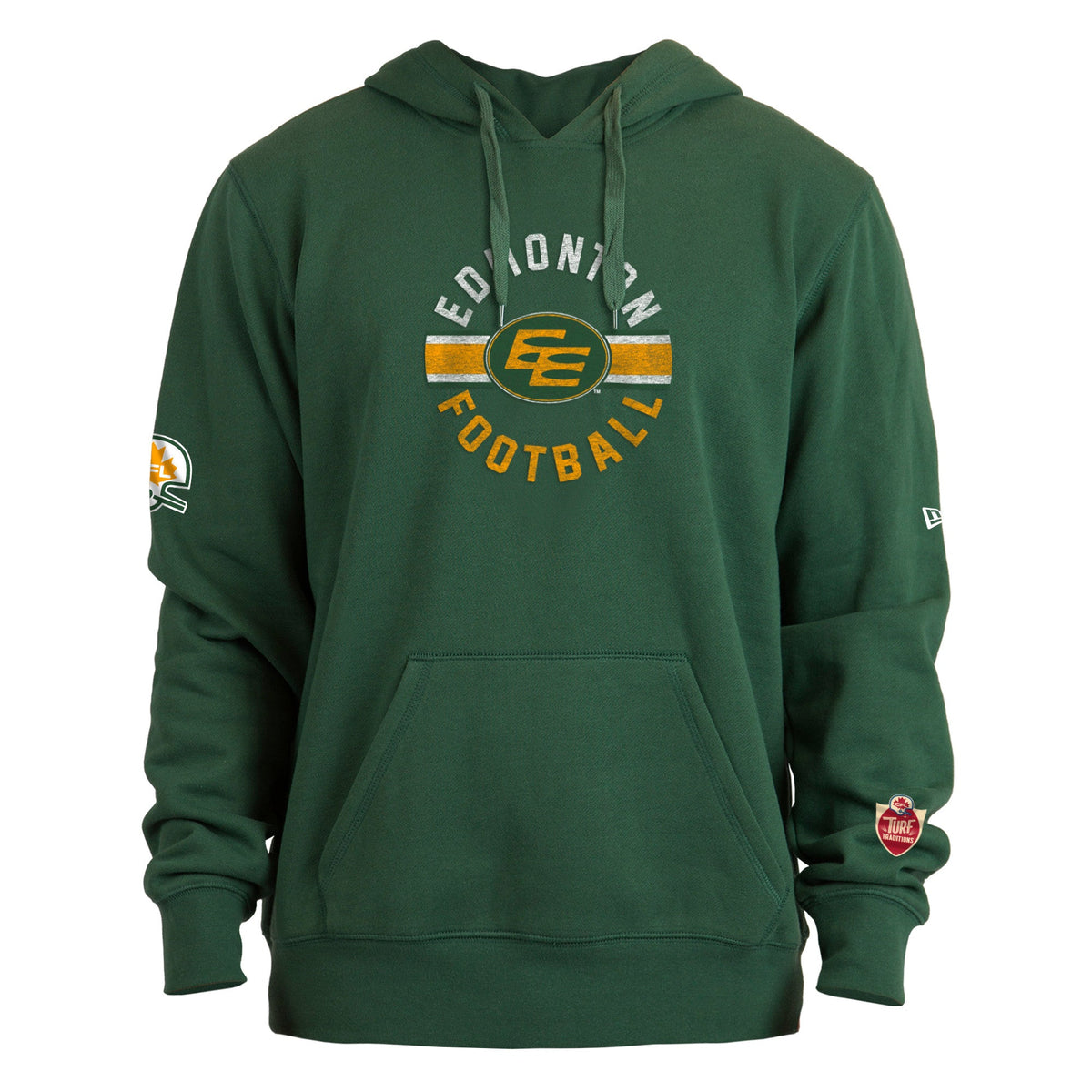 Edmonton Elks CFL New Era Men Green Turf Traditions Pullover Hoodie product image 1, provided for visual reference and