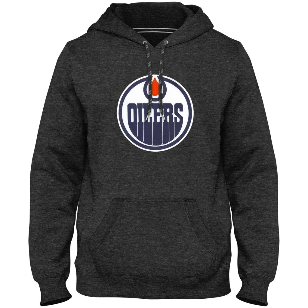 Edmonton Oilers NHL Bulletin Men Charcoal Express Twill Logo Hoodie product image 1, provided for visual reference and