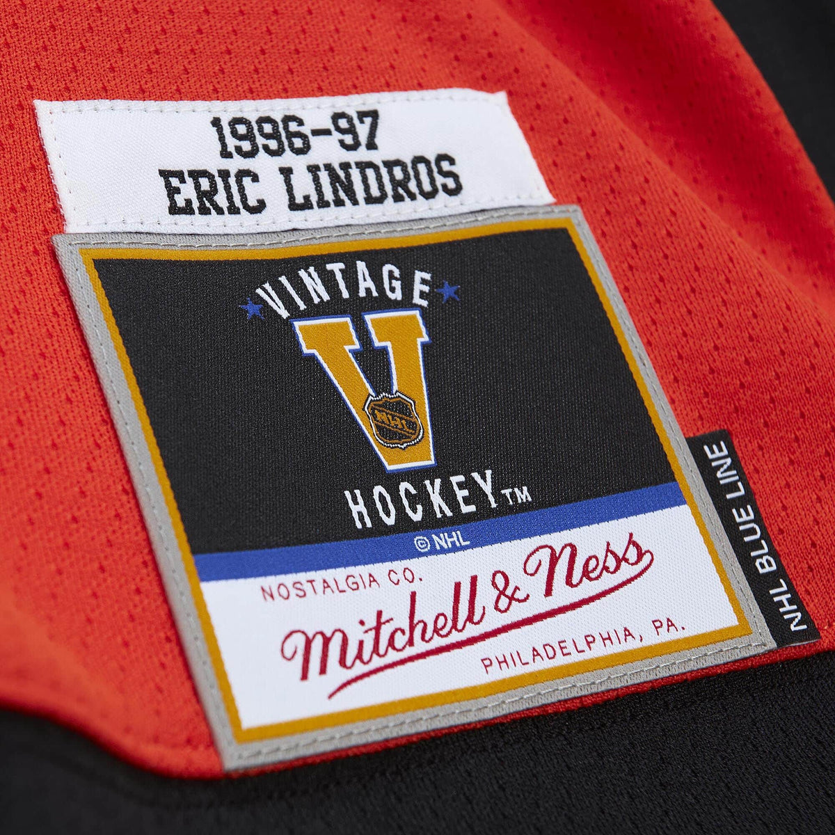 Eric Lindros Philadelphia Flyers NHL Mitchell & Ness Men Orange 1996 Blue Line Authentic Jersey product image 3, provided