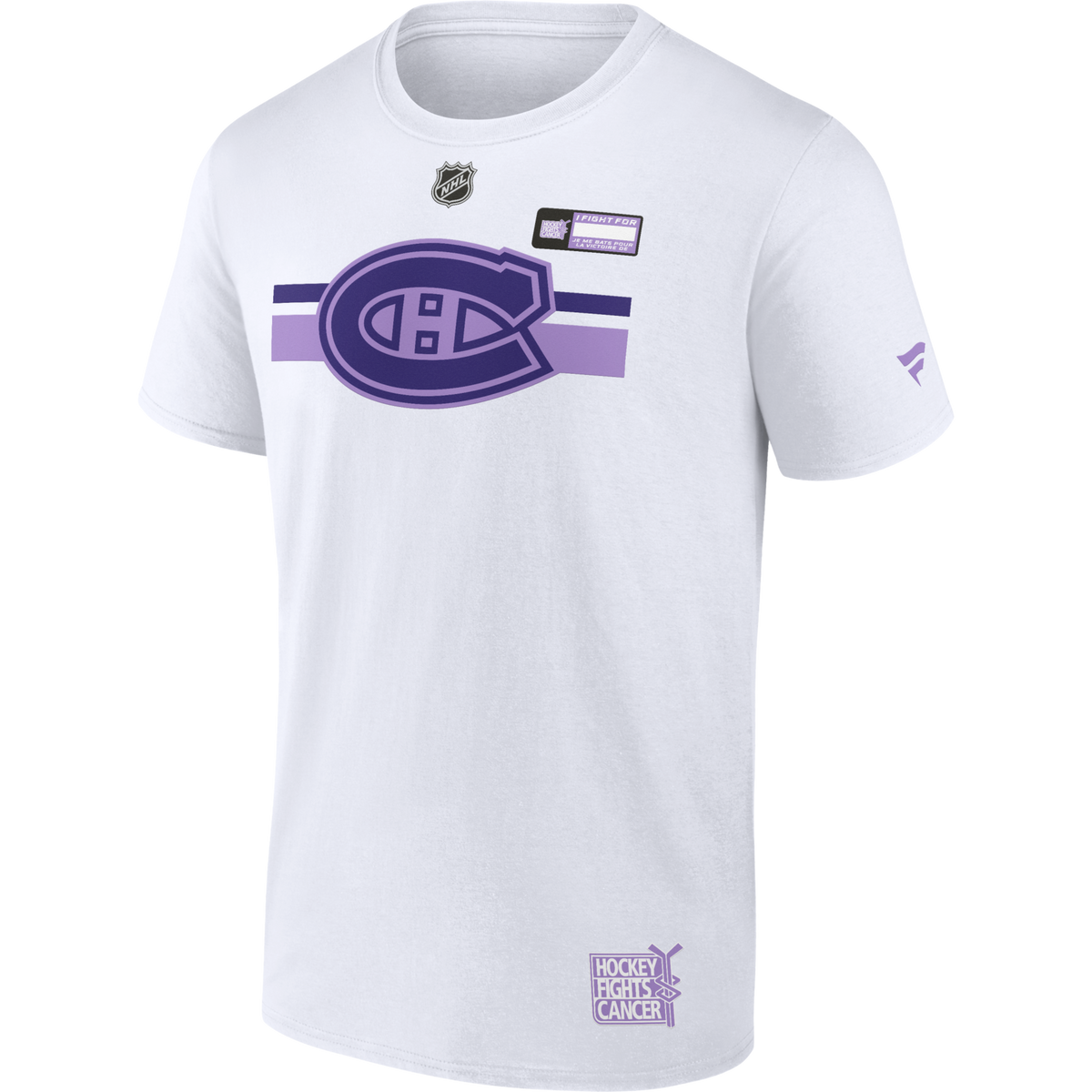 Montreal Canadiens NHL Fanatics Branded Men White Hockey Fights Cancer T-Shirt product image 1, provided for visual