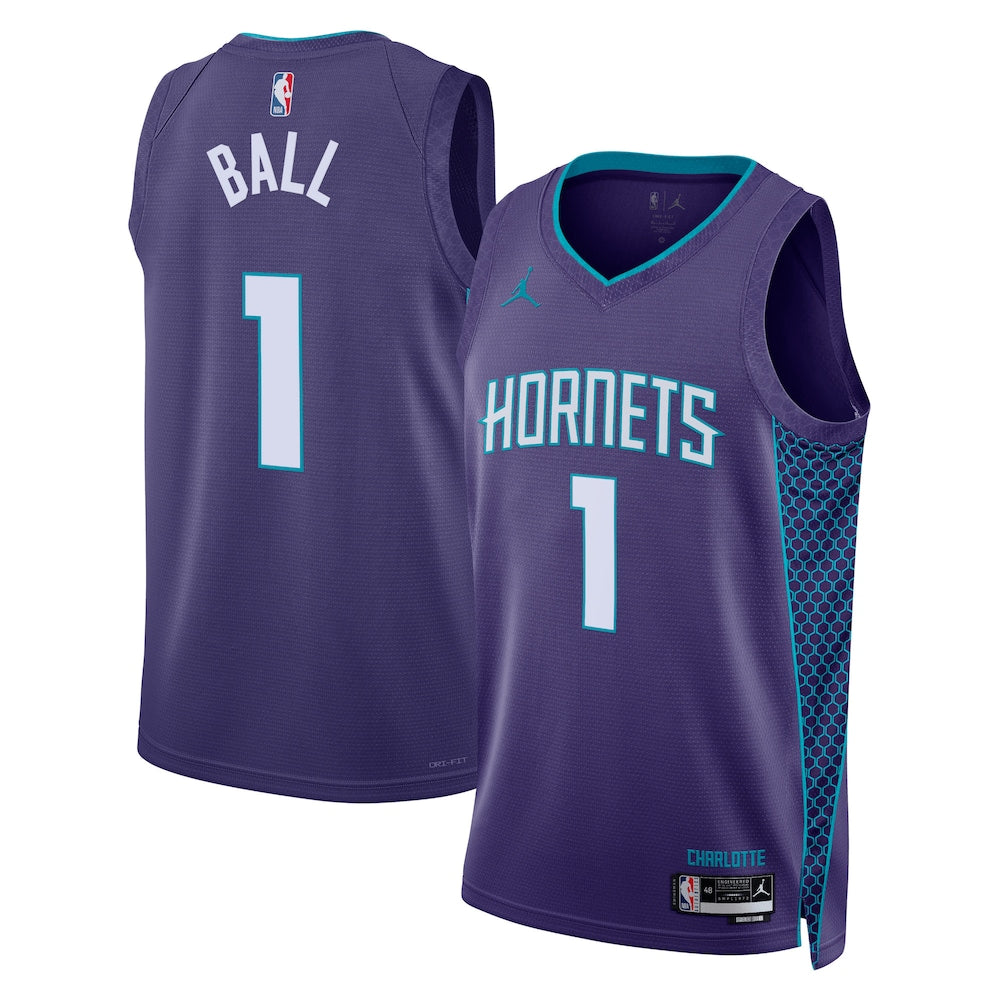 Charlotte Hornets Jordan Brand Statement Edition Swingman Jersey Purple Lamelo Ball Unisex | RTJ13349 product image 1,