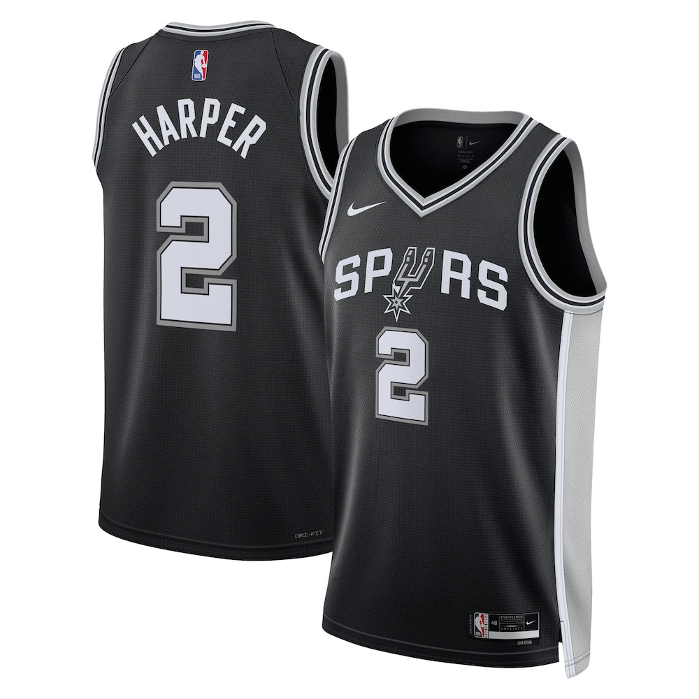 San Antonio Spurs Icon Edition Swingman Jersey Nba 2025 First Round Draft Pick Black Dylan Harper Unisex | RTJ13158 product