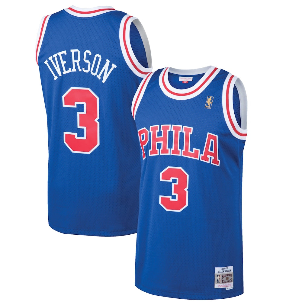Allen Iverson Royal Philadelphia 76Ers 1996 97 Hardwood Classics Swingman Jersey | Stitched Jersey RTJS 12130 product image