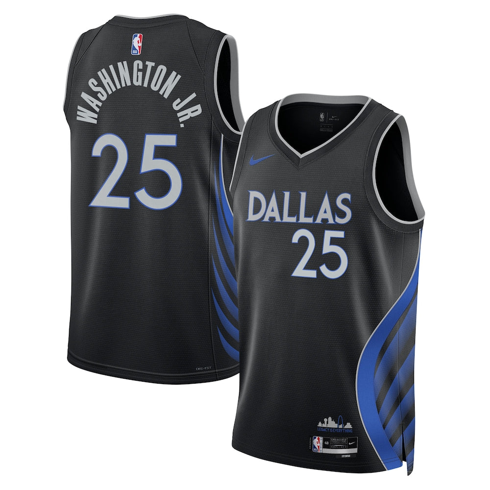 Dallas Mavericks 2025-26 City Edition Swingman Jersey Black Pj Washington Jr Unisex | Stitched Jersey RTJS 12079 product