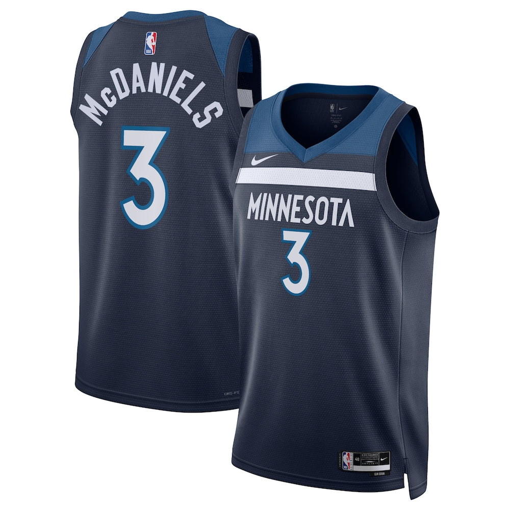 Minnesota Timberwolves Icon Edition Swingman Jersey Navy Jaden Mcdaniels Unisex | Stitched Jersey RTJS 12067 product image