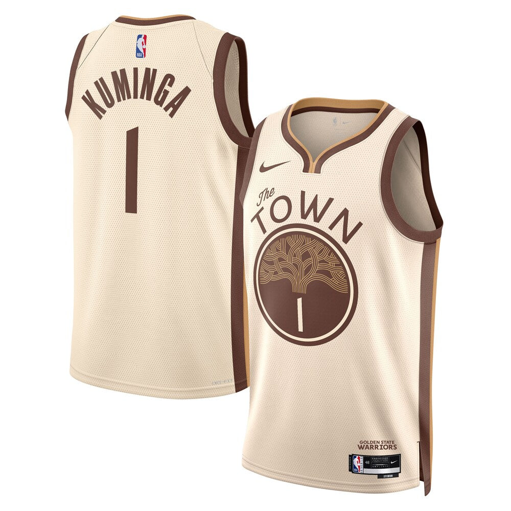 Golden State Warriors 2025-26 City Edition Swingman Jersey Tan Jonathan Kuminga Unisex | Stitched Jersey RTJS 12039 product