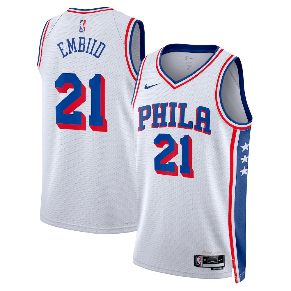 Philadelphia 76Ers Association Edition Swingman Jersey White Joel Embiid Unisex | Stitched Jersey RTJS 12037 product image