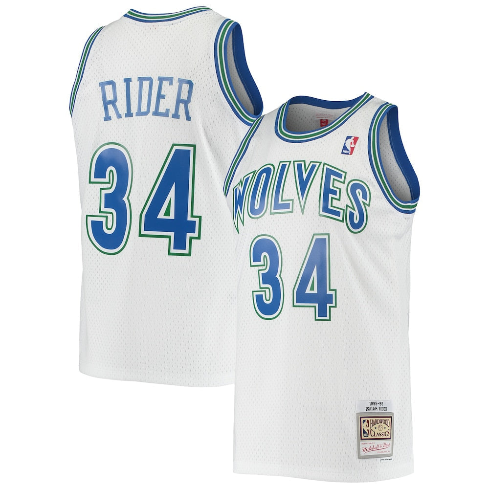 Isaiah Rider White Minnesota Timberwolves 1995 96 Hardwood Classics Swingman Jersey | Stitched Jersey RTJS 11950 product