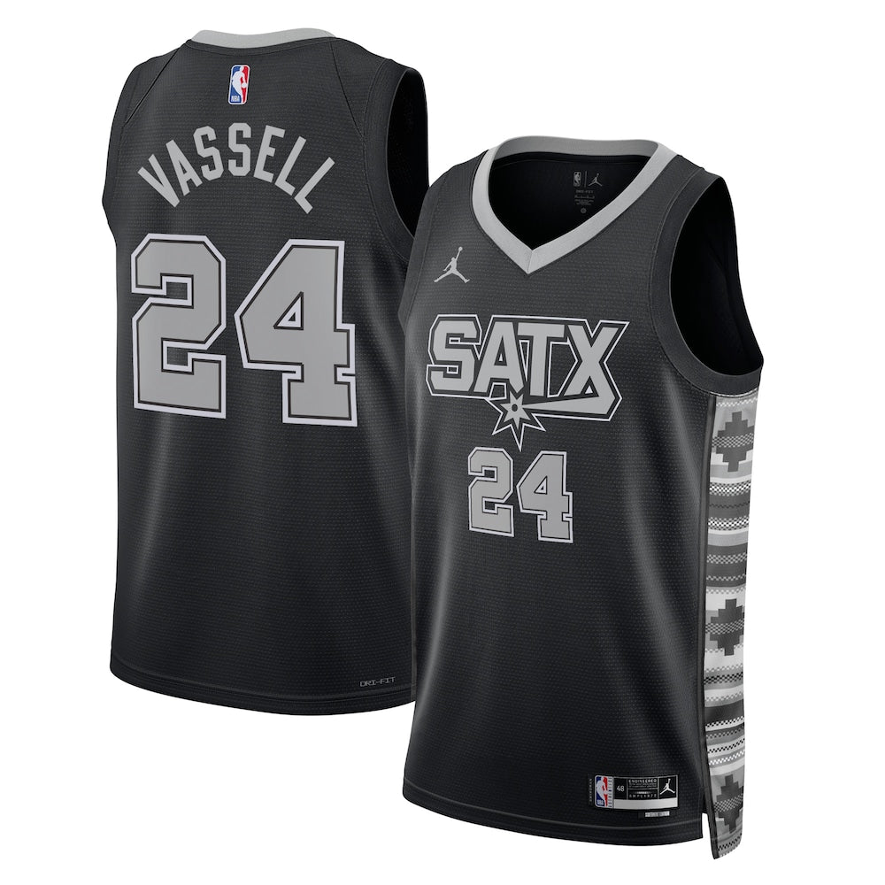 San Antonio Spurs Jordan Statement Edition Swingman Jersey Black Devin Vassell Unisex | Stitched Jersey RTJS 11852 product