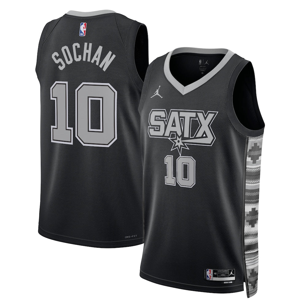 San Antonio Spurs Jordan Statement Edition Swingman Jersey Black Jeremy Sochan Unisex | Stitched Jersey RTJS 11847 product