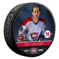 Guy Lafleur Montreal Canadiens NHL Inglasco Alumni Souvenir Hockey Puck product image 1, provided for visual reference and