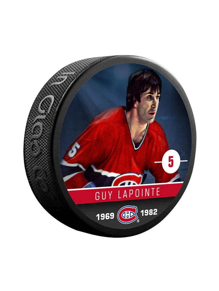 Guy Lapointe Montreal Canadiens NHL Inglasco Alumni Souvenir Hockey Puck product image 1, provided for visual reference and