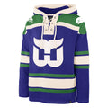 Hartford Whalers NHL 47 Brand Men Navy Heavyweight Lacer Hoodie product image 1, provided for visual reference and product