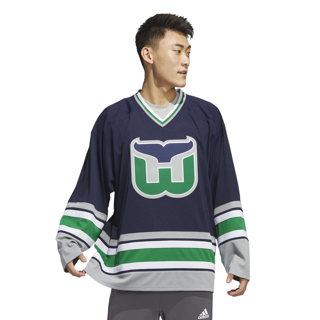Hartford Whalers NHL Adidas Men Navy Team Classics Vintage Authentic Jersey product image 3, provided for visual reference