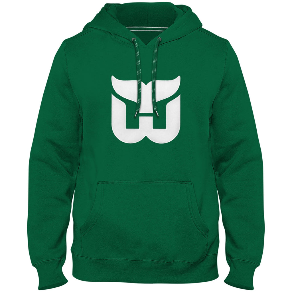 Hartford Whalers NHL Bulletin Men Green Express Twill Logo Hoodie product image 1, provided for visual reference and product