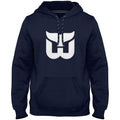 Hartford Whalers NHL Bulletin Men Navy Express Twill Logo Hoodie product image 1, provided for visual reference and product