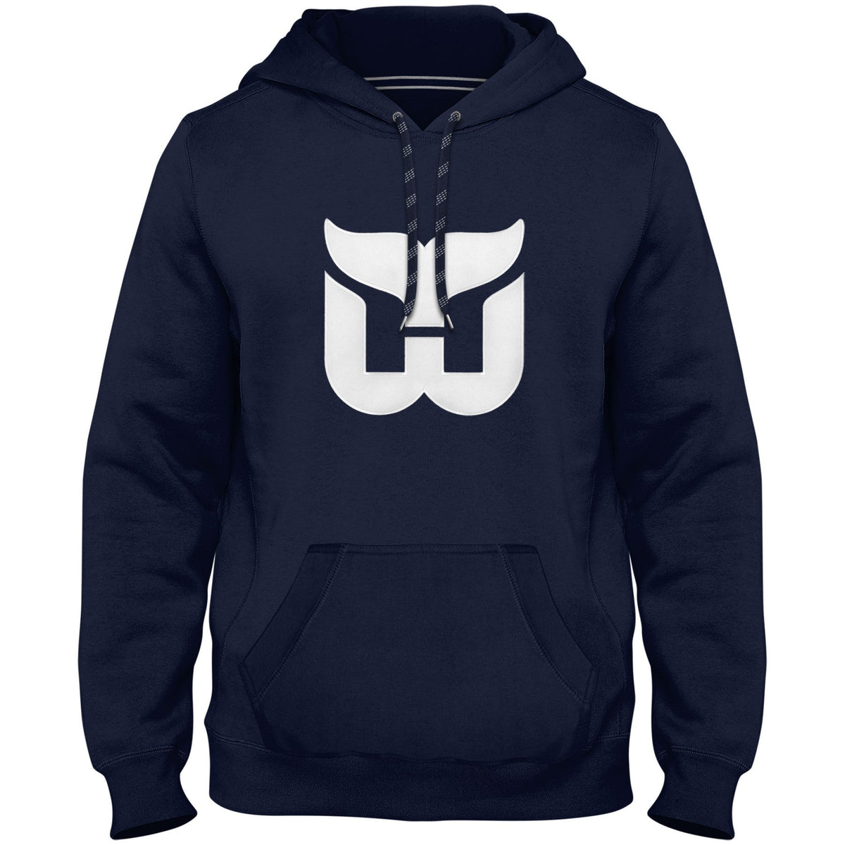 Hartford Whalers NHL Bulletin Men Navy Express Twill Logo Hoodie product image 1, provided for visual reference and product