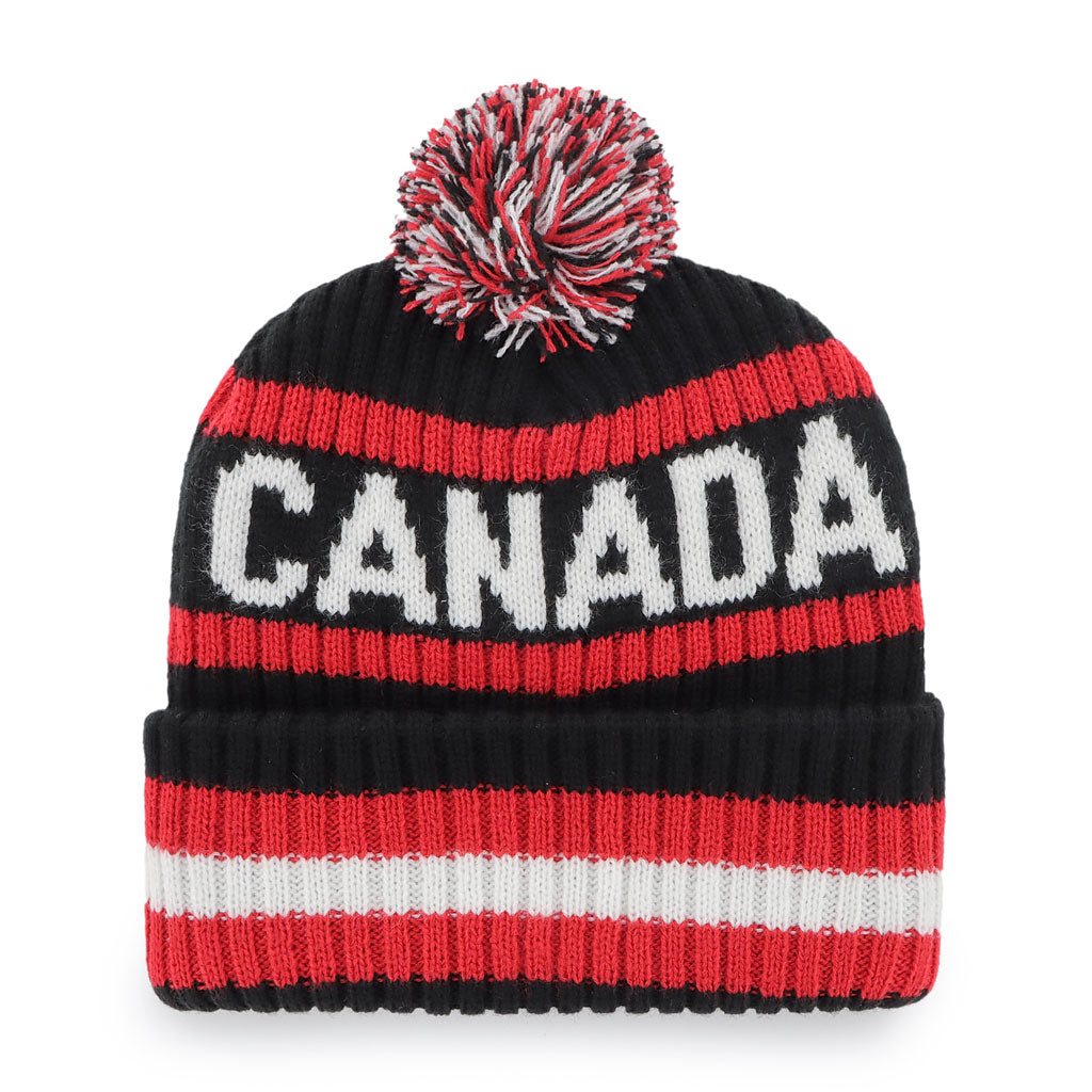 Hockey Canada IIHF 47 Brand Men Red/Black Bering Cuff Pom Knit product image 2, provided for visual reference and product