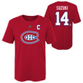 Nick Suzuki Montreal Canadiens NHL Outerstuff Youth Red T-Shirt product image 1, provided for visual reference and product