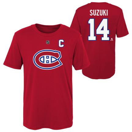 Nick Suzuki Montreal Canadiens NHL Outerstuff Kids Red T-Shirt product image 1, provided for visual reference and product