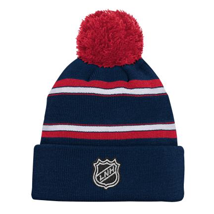 Montreal Canadiens NHL Outerstuff Kids Navy Jacquard Cuff Pom Knit Hat product image 2, provided for visual reference and