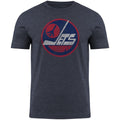 Winnipeg Jets NHL Bulletin Men Navy Distressed Vintage Logo Heathered T-Shirt product image 1, provided for visual reference