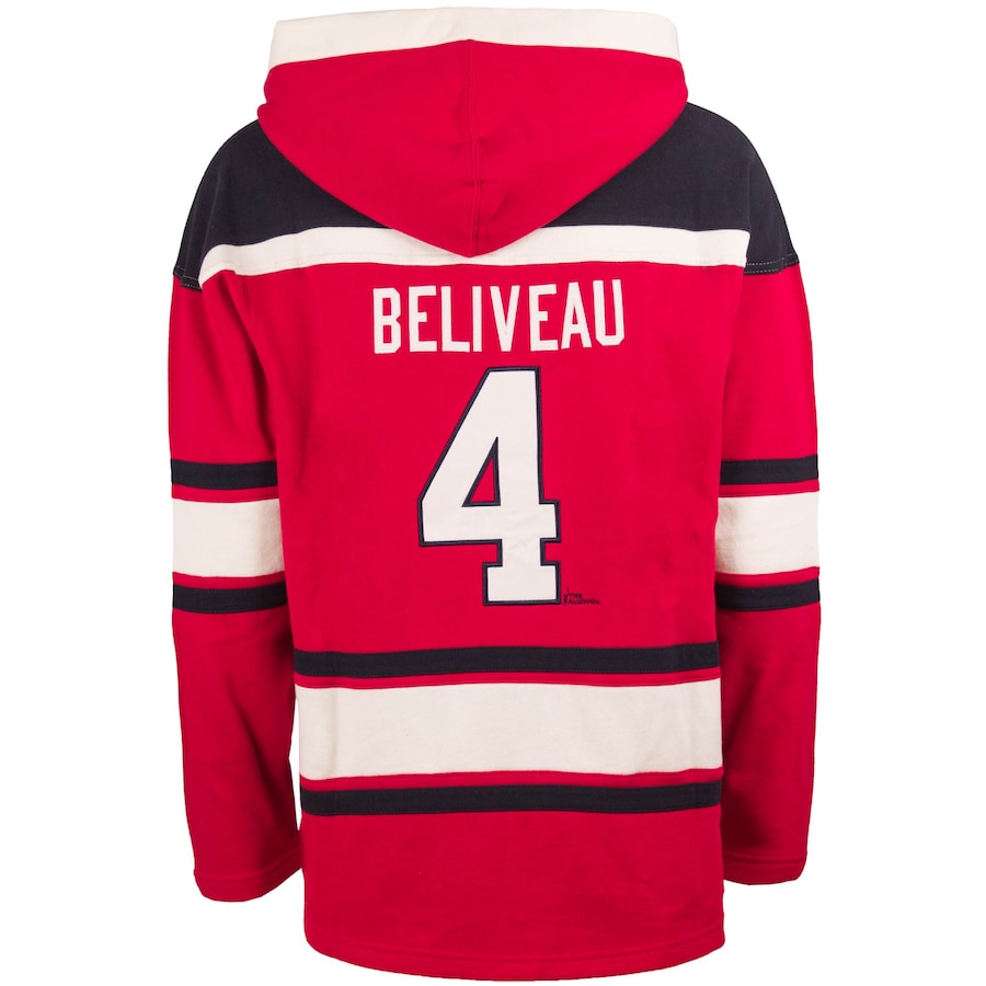 Jean Beliveau Montreal Canadiens NHL 47 Brand Men Red Alumni Heavyweight Lacer Hoodie product image 2, provided for visual