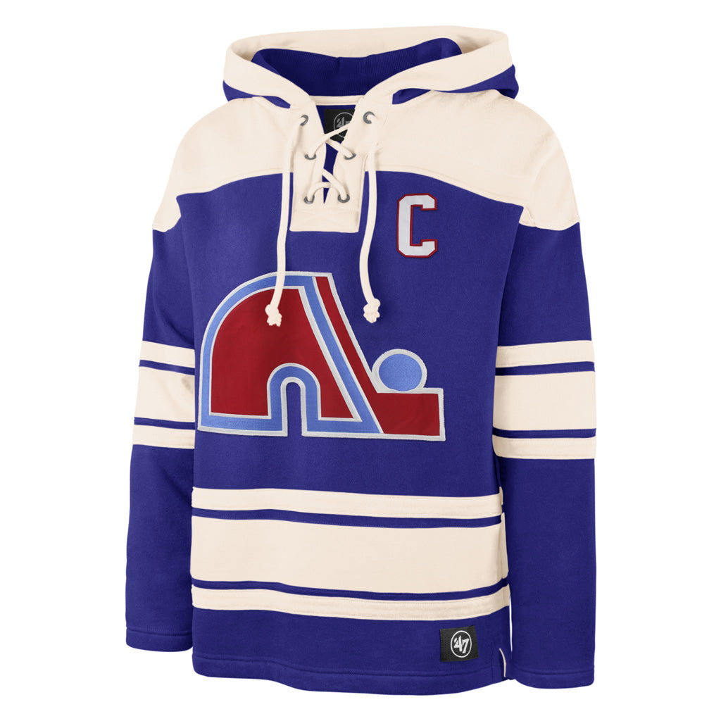 Joe Sakic Quebec Nordiques NHL 47 Brand Men Alumni Royal Blue Heavyweight Lacer Hoodie product image 2, provided for visual