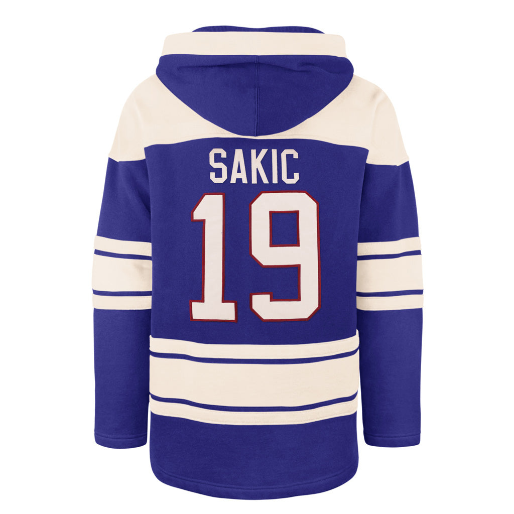 Joe Sakic Quebec Nordiques NHL 47 Brand Men Alumni Royal Blue Heavyweight Lacer Hoodie product image 1, provided for visual