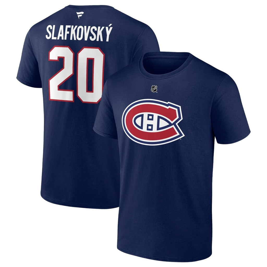 Juraj Slafkovský Montreal Canadiens NHL Fanatics Branded Men Navy Authentic T-Shirt product image 3, provided for visual