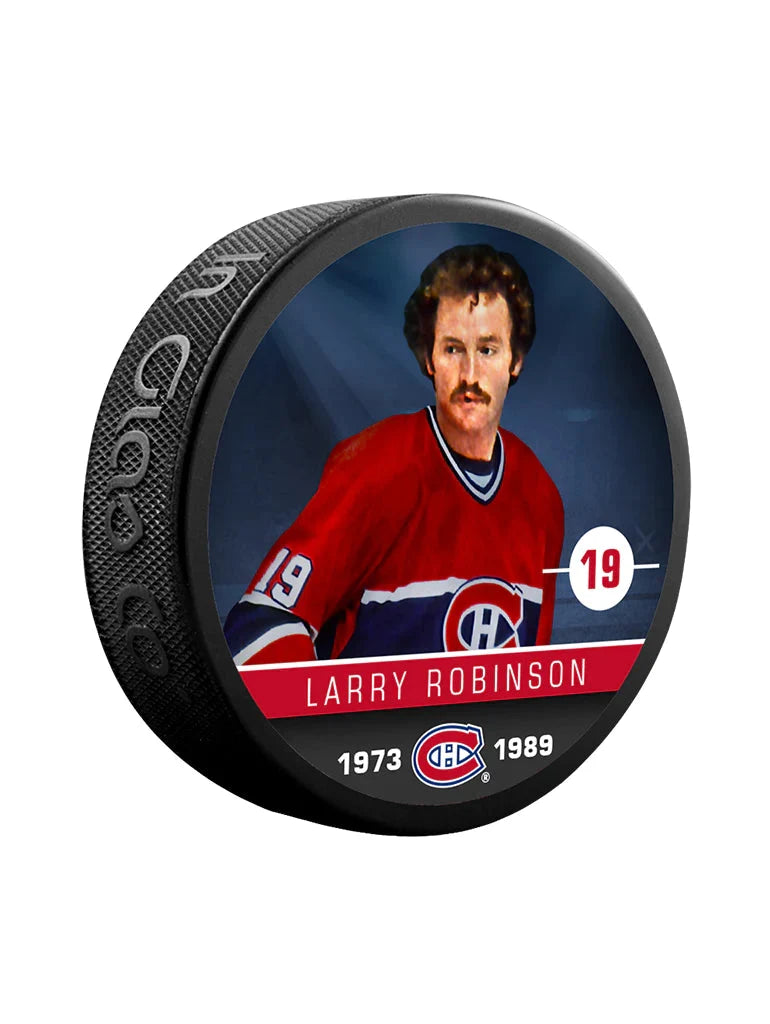 Larry Robinson Montreal Canadiens NHL Inglasco Alumni Souvenir Hockey Puck product image 1, provided for visual reference