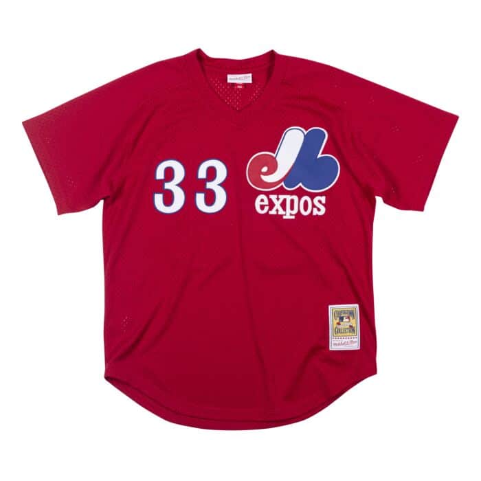 Larry Walker Montreal Expos MLB Mitchell & Ness Men Red Authentic BP Jersey product image 1, provided for visual reference