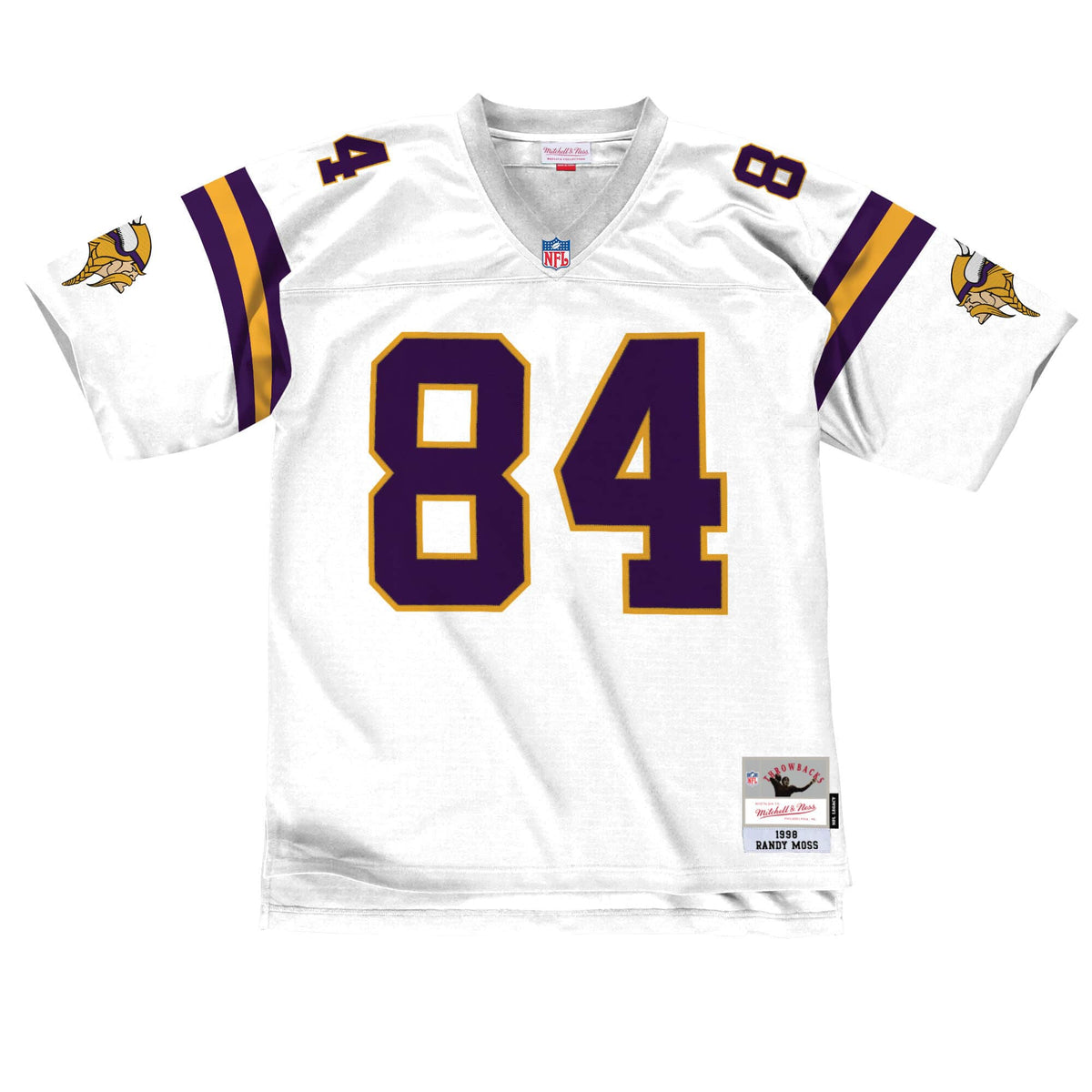 Randy Moss Minnesota Vikings NFL Mitchell & Ness Men White 1998 Legacy Replica Jersey product image 2, provided for visual
