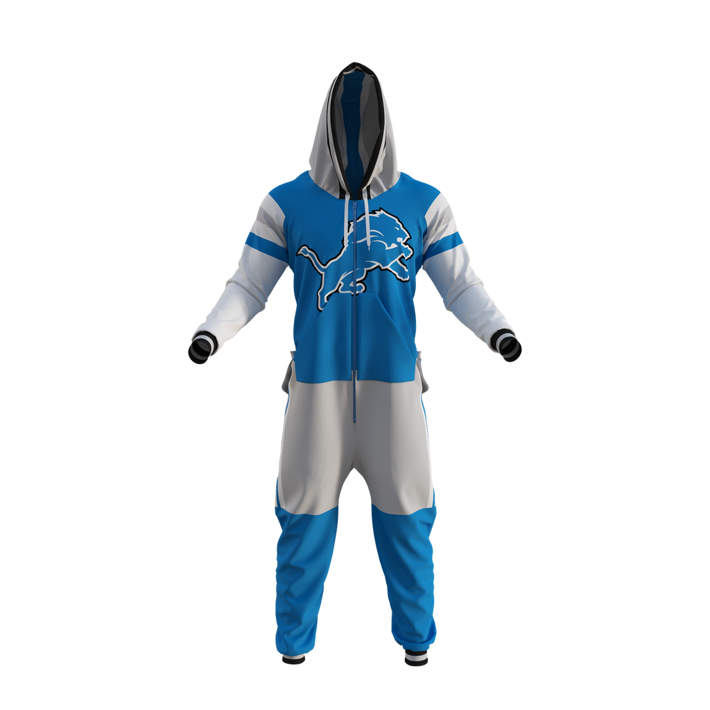 Detroit Lions NFL Hockey Sockey Men Blue Team Uniform Onesie product image 1, provided for visual reference and product