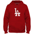 Los Angeles Dodgers MLB Bulletin Men Red Express Twill Logo Hoodie product image 1, provided for visual reference and
