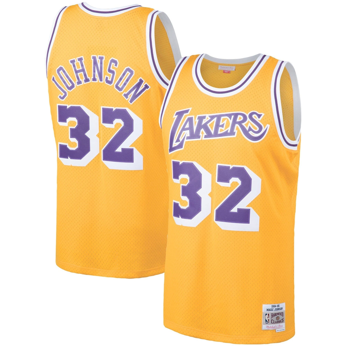 Magic Johnson Los Angeles Lakers NBA Mitchell & Ness Men Gold 1984-85 Hardwood Classics Swingman Jersey product image 1,