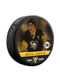 Mario Lemieux Pittsburgh Penguins NHL Inglasco Alumni Souvenir Hockey Puck product image 1, provided for visual reference