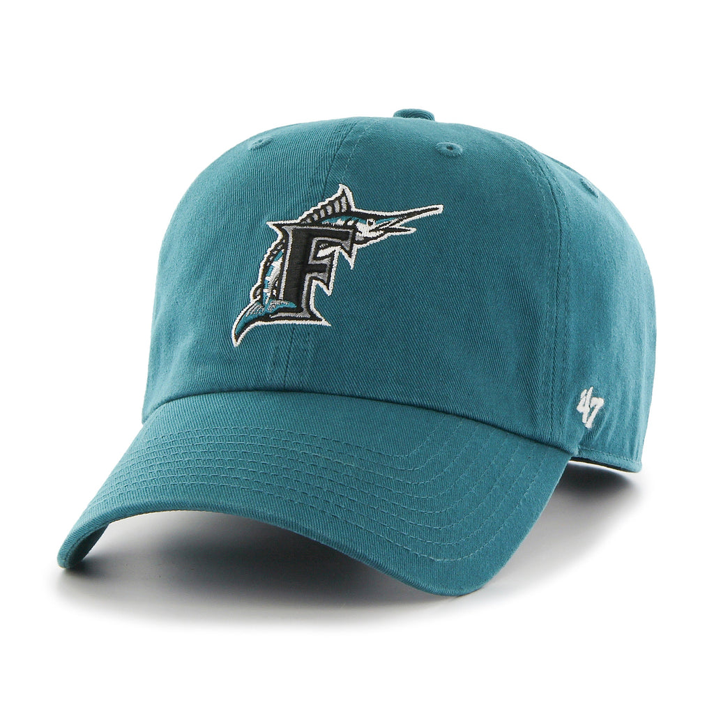 Miami Marlins MLB 47 Brand Men Teal Vintage Clean Up Adjustable Hat product image 1, provided for visual reference and