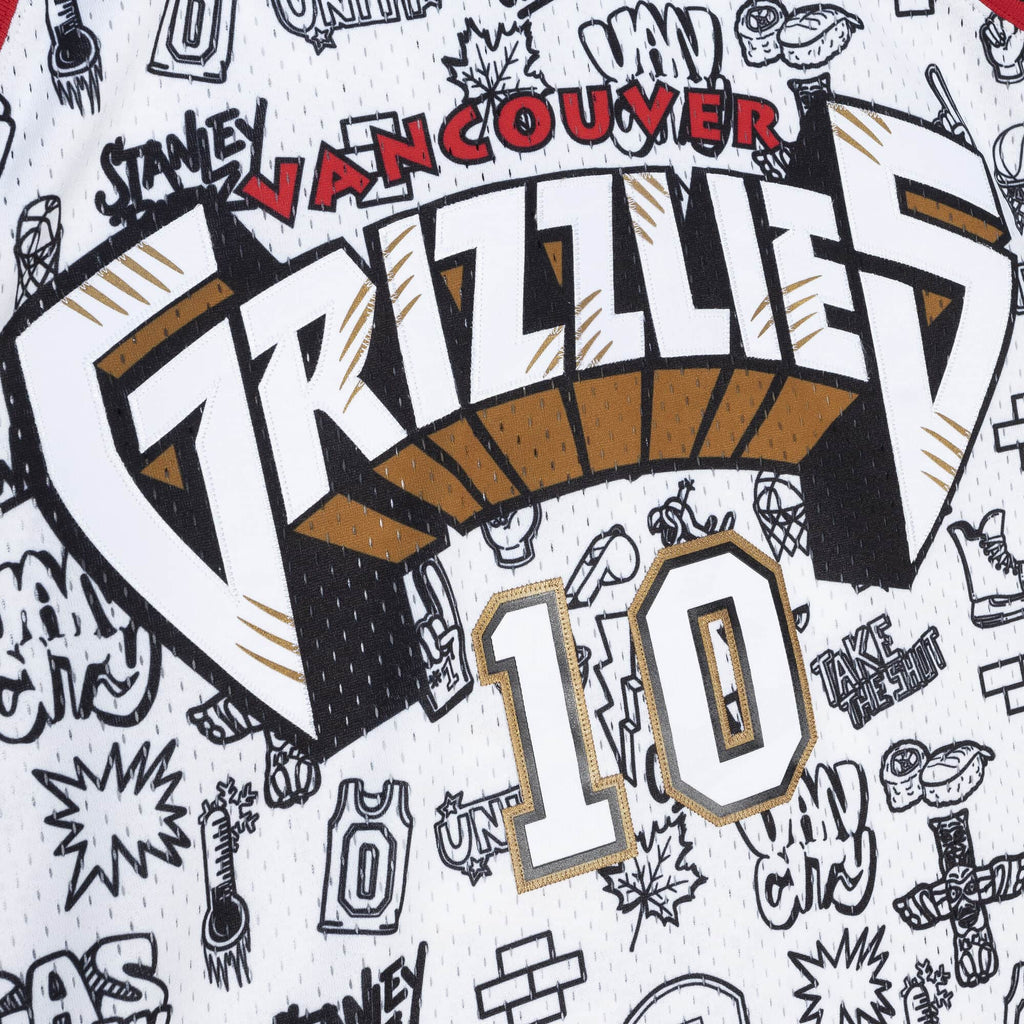 Mike Bibby Vancouver Grizzlies NBA Mitchell & Ness Men White Doodle 1998-99 Hardwood Classics Swingman Jersey product image