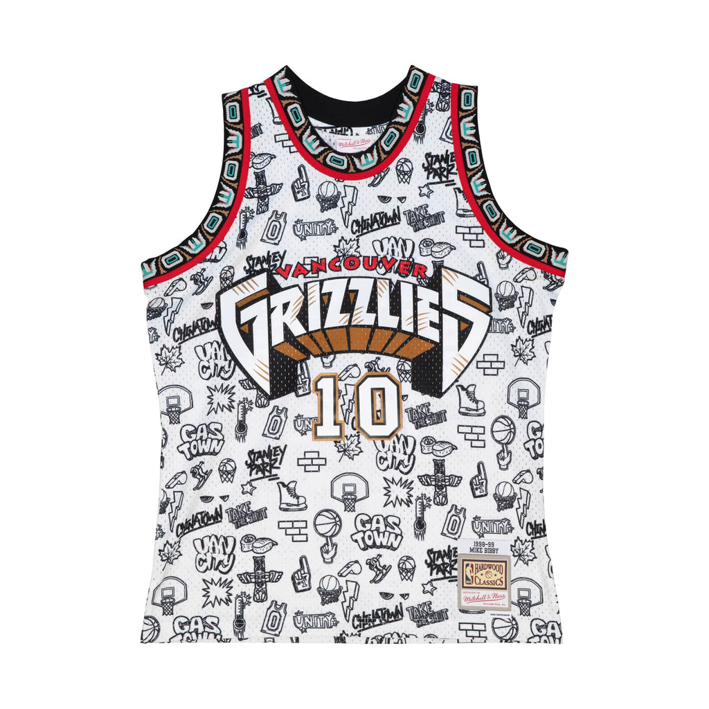 Mike Bibby Vancouver Grizzlies NBA Mitchell & Ness Men White Doodle 1998-99 Hardwood Classics Swingman Jersey product image