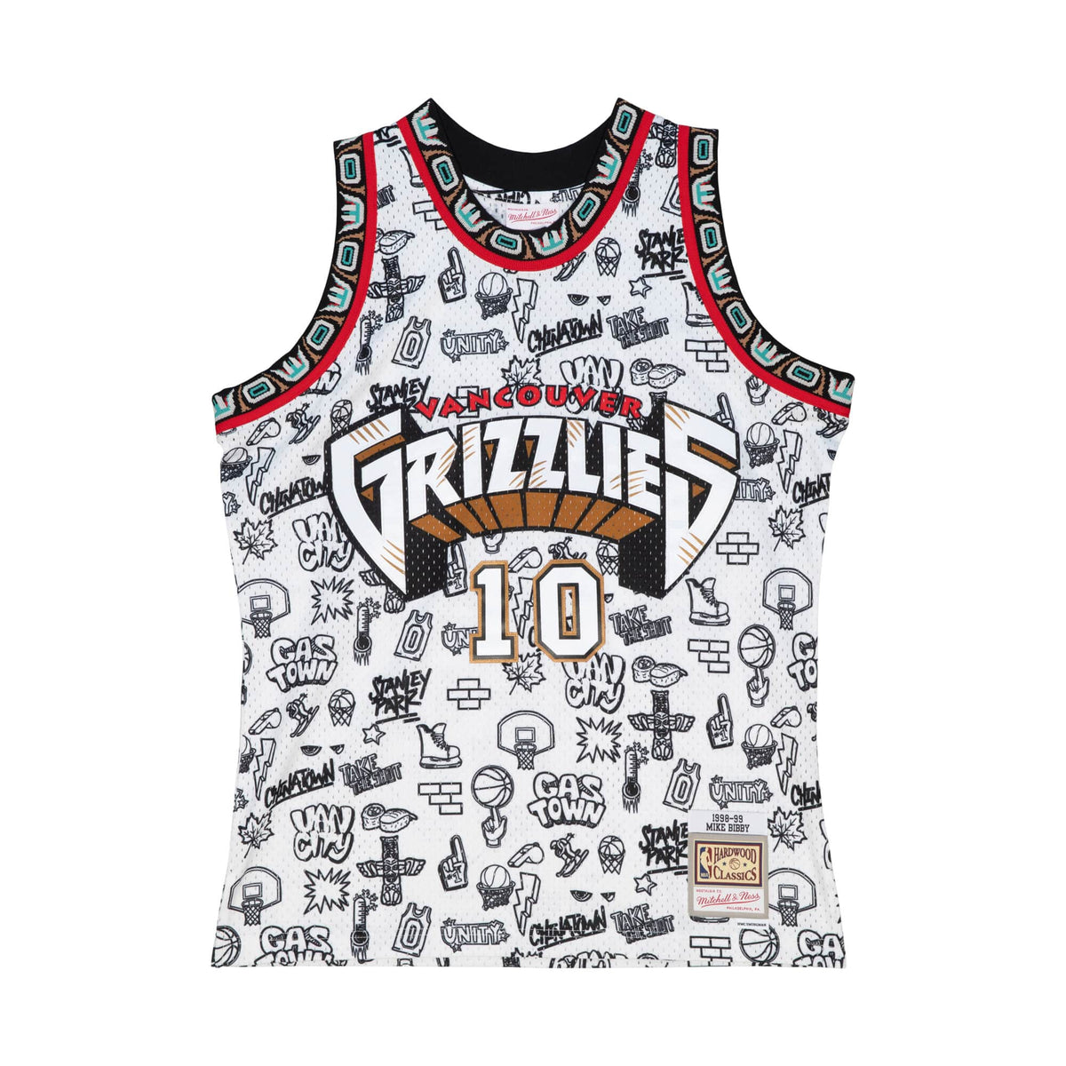 Mike Bibby Vancouver Grizzlies NBA Mitchell & Ness Men White Doodle 1998-99 Hardwood Classics Swingman Jersey product image