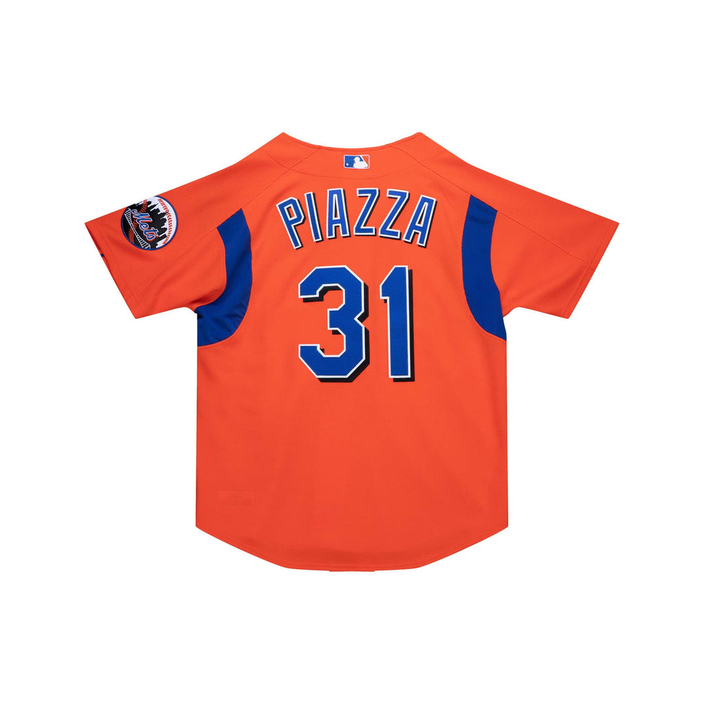 Mike Piazza New York Mets MLB Mitchell & Ness Men Orange 2004 Authentic BP Jersey product image 1, provided for visual