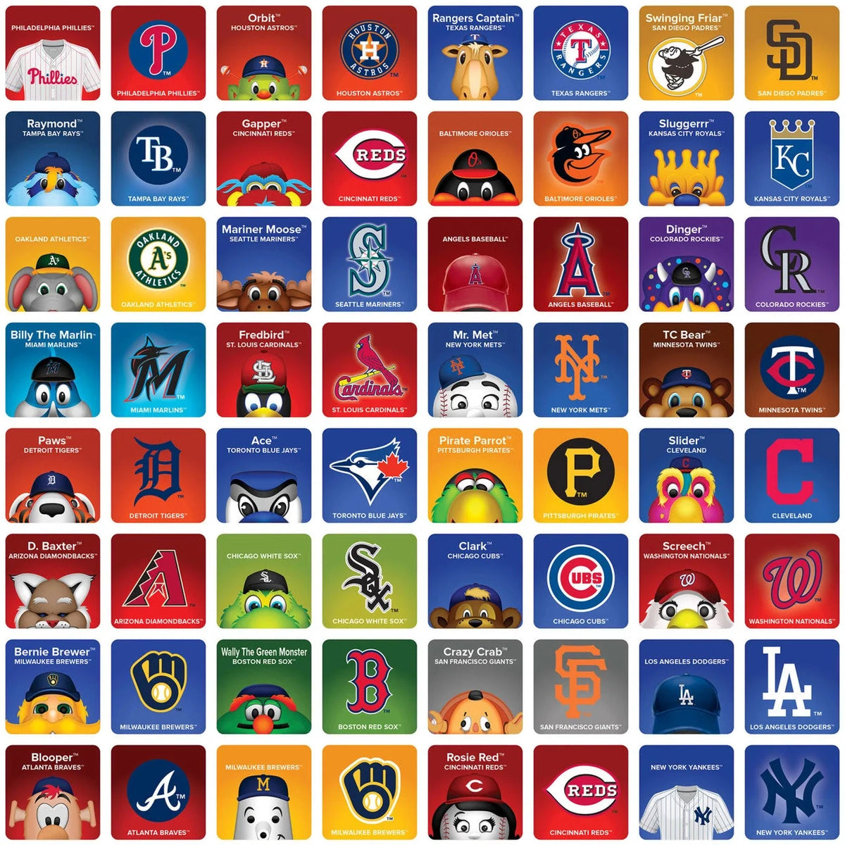 MLB Masterpieces Mascots Matching Game product image 3, provided for visual reference and product detail review