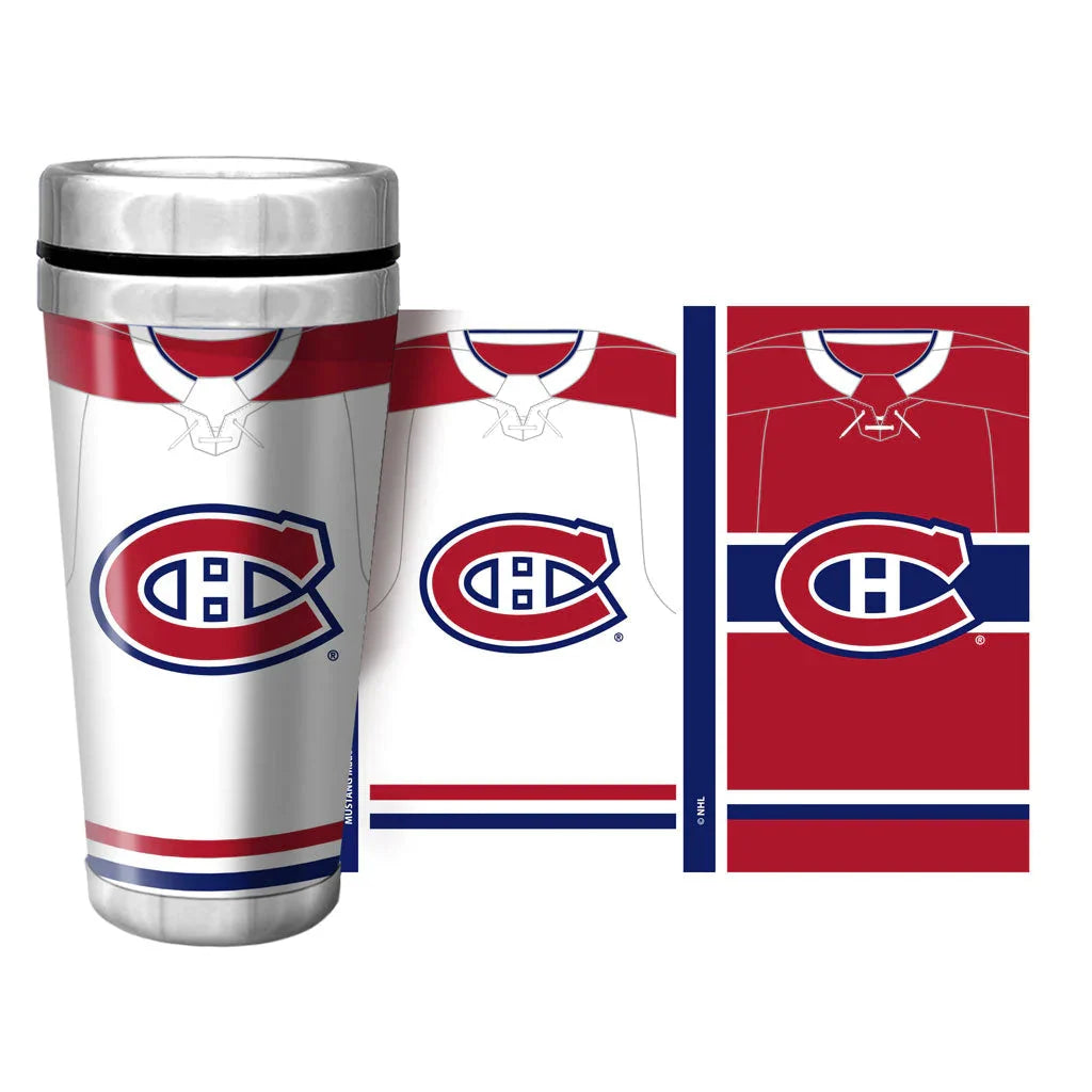Montreal Canadiens NHL 16oz Full Wrap Team Uniform Travel Mug product image 1, provided for visual reference and product