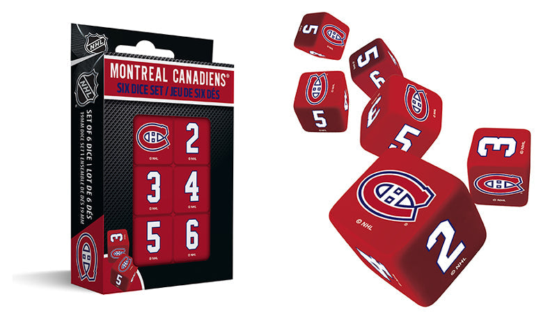 Montreal Canadiens NHL 6 Piece Dice Set product image 1, provided for visual reference and product detail review