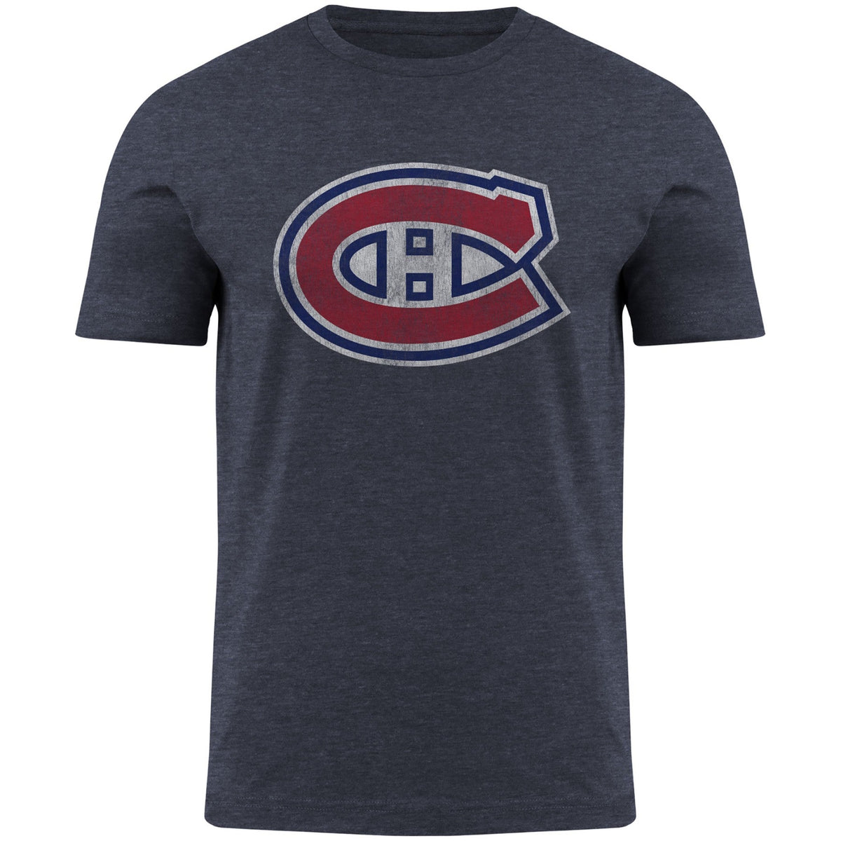 Montreal Canadiens NHL Bulletin Men Navy Distressed Logo T-Shirt product image 1, provided for visual reference and product