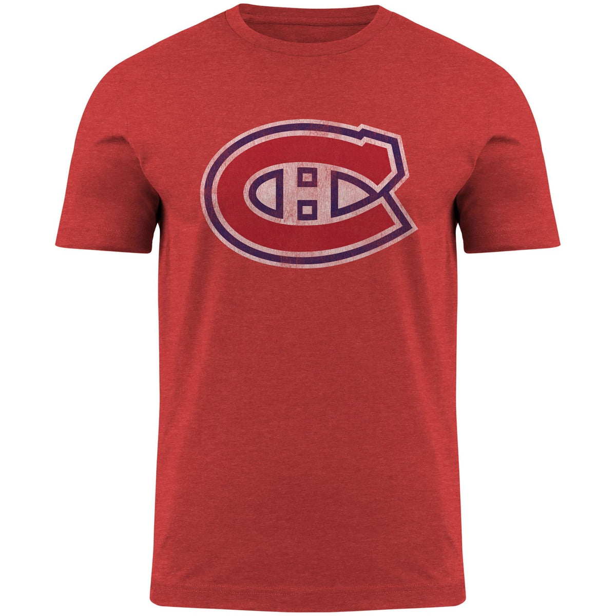 Montreal Canadiens NHL Bulletin Men Red Distressed Logo T-Shirt product image 1, provided for visual reference and product