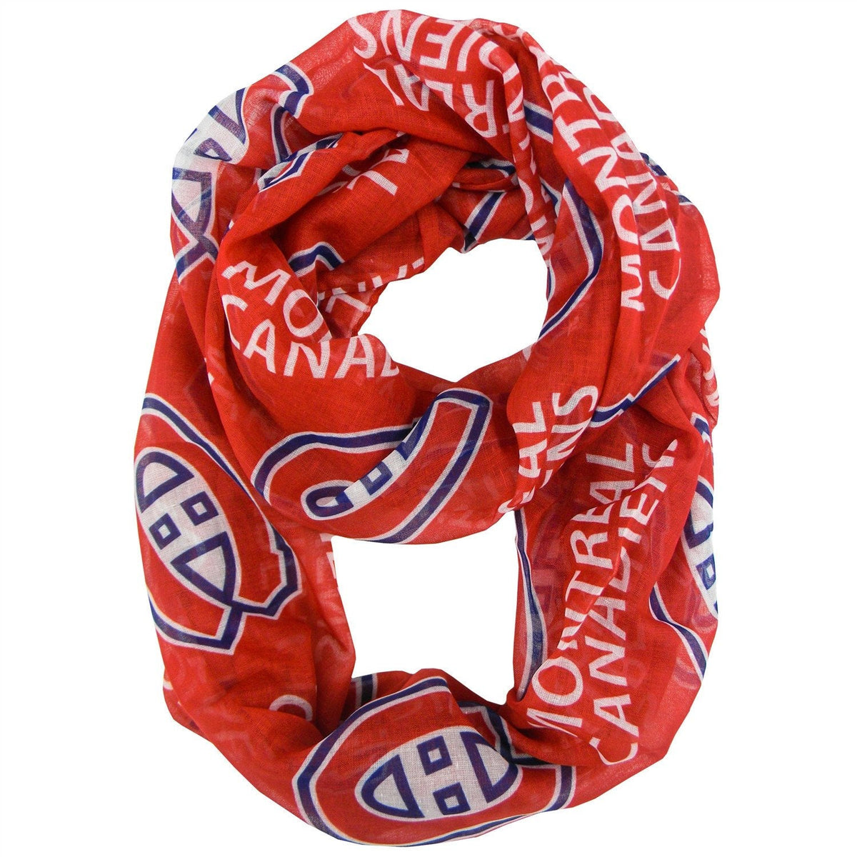 Montreal Canadiens NHL FOCO Women Red Infinity Scarf product image 1, provided for visual reference and product detail review